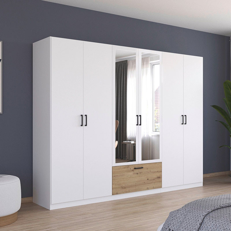 کمد لباس فلفور کابینت مدل آینه‌دار مدل SB270cm MDF