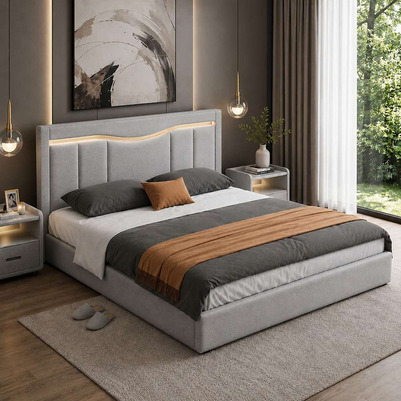 تختخواب چوب دو نفره توپولون مدل نورh سایز 160 * 200 سانتیمتر