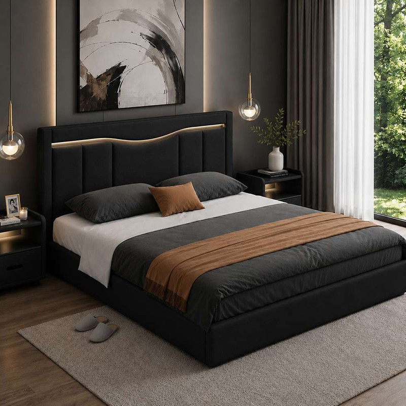 تختخواب چوب دو نفره توپولون مدل نورh سایز 160 * 200 سانتیمتر
