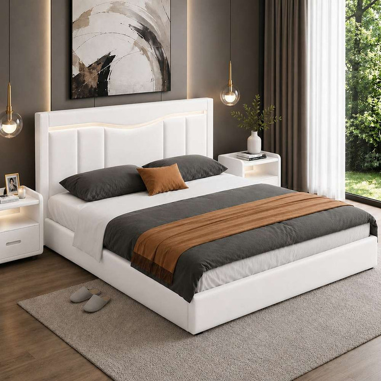 تختخواب چوب دو نفره توپولون مدل نورh سایز 160 * 200 سانتیمتر