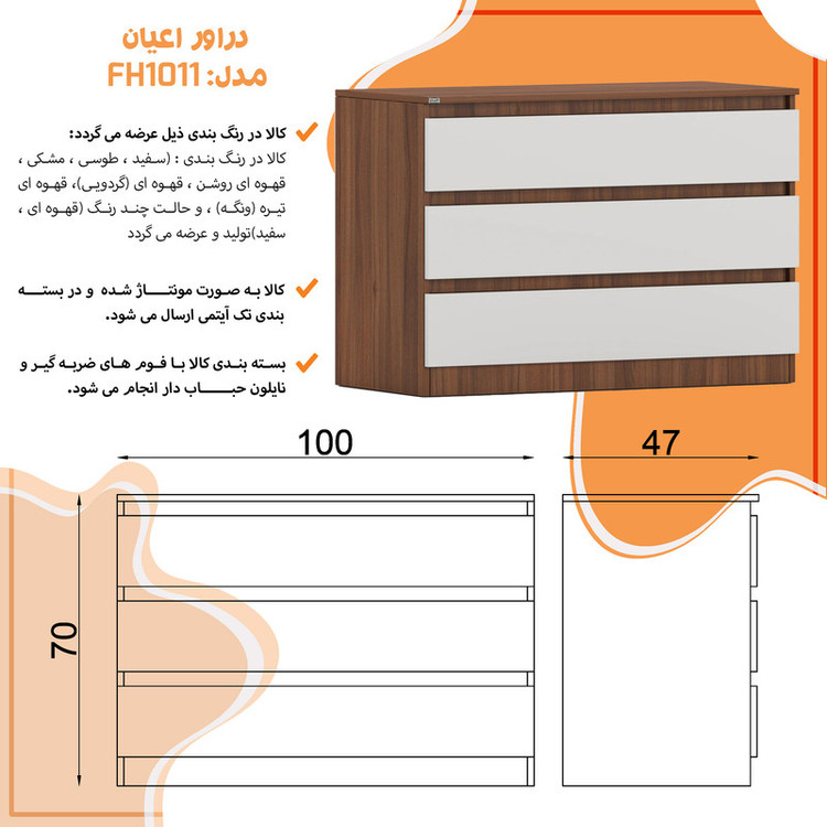 دراور کوچیل مدل KL1011 سه عدد کشو