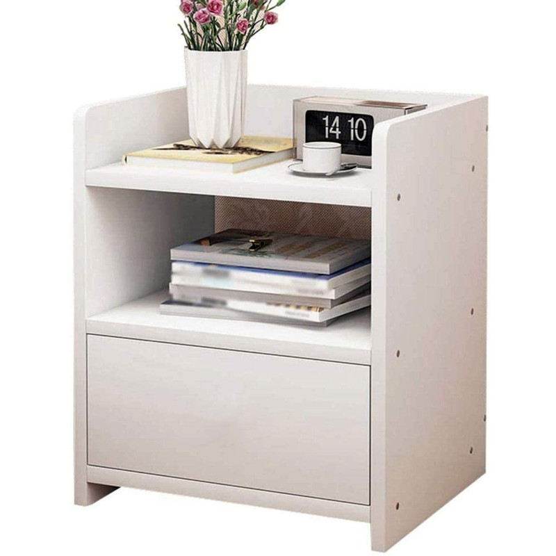 میز پاتختی ملامینه با کشو و درب مدل DLF47L | کوچیل