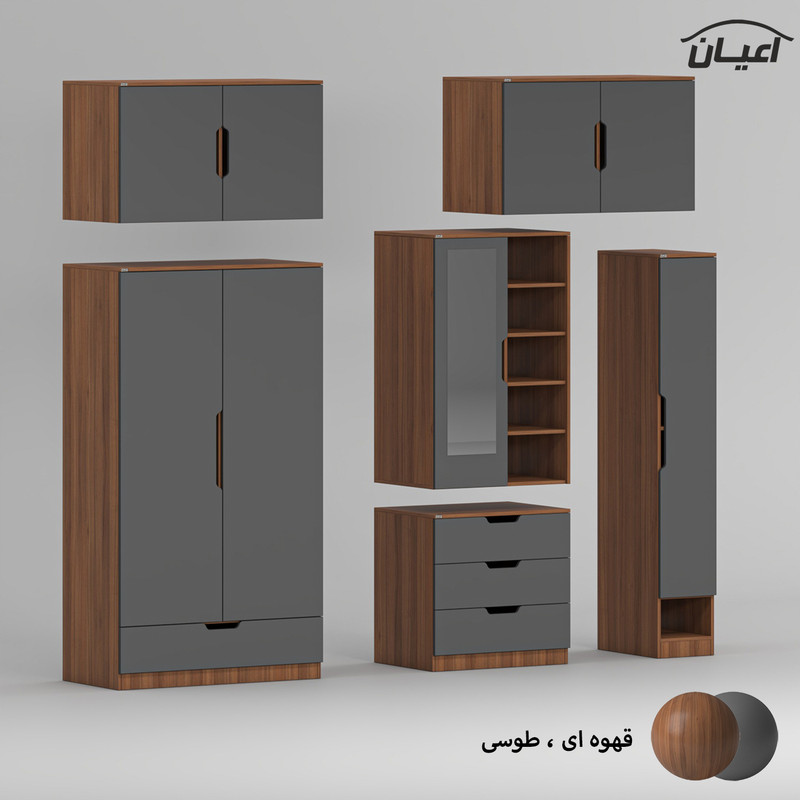 کمد لباس چندمنظوره کوچیل مدل KL962 طول 200 سانتی متر مجموعه شش عددی