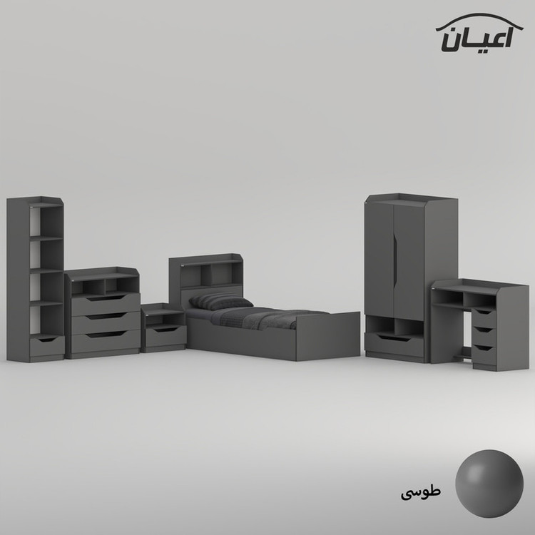 سرویس تخت خواب ملامینه یک نفره کوچیل مدل KL997 سایز 90x200 سانتی متر مجموعه شش عددی