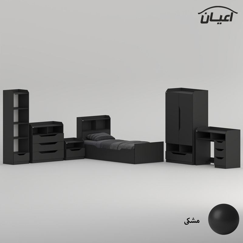 سرویس تخت خواب ملامینه یک نفره کوچیل مدل KL997 سایز 90x200 سانتی متر مجموعه شش عددی
