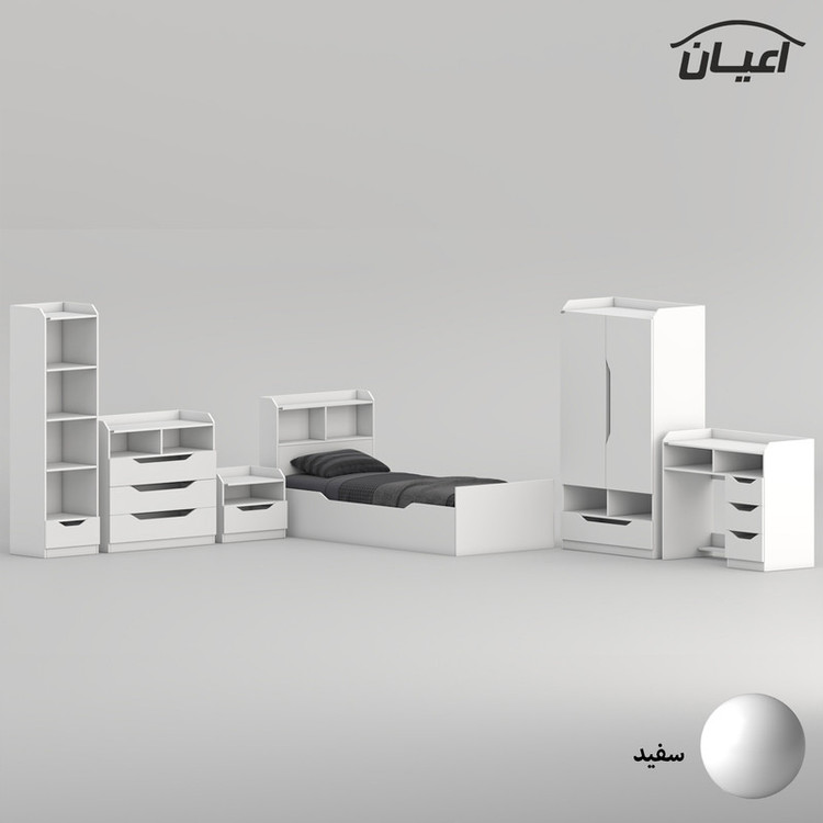 سرویس تخت خواب ملامینه یک نفره کوچیل مدل KL997 سایز 90x200 سانتی متر مجموعه شش عددی