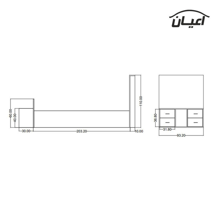 تخت خواب یکنفره کوچیل مدل KL362 سایز 90x200 سانتی متر