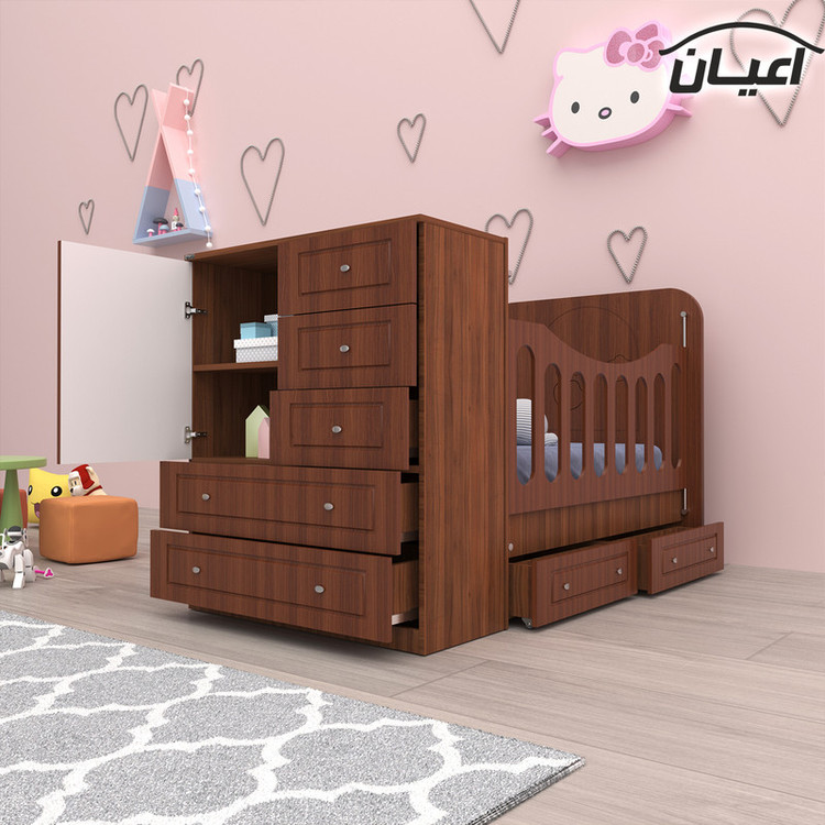 سرویس تختخواب و کمد کودک کوچیل طرح تدی مدل KL482 مجموعه دو عددی