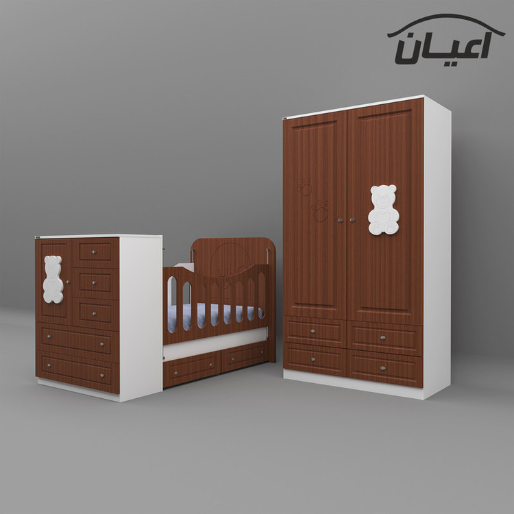 سرویس تختخواب و کمد کودک کوچیل طرح تدی مدل KL482 مجموعه دو عددی