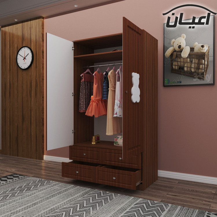 سرویس تختخواب و کمد کودک کوچیل طرح تدی مدل KL482 مجموعه دو عددی