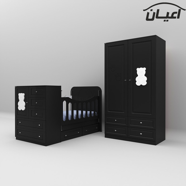 سرویس تختخواب و کمد کودک کوچیل طرح تدی مدل KL482 مجموعه دو عددی