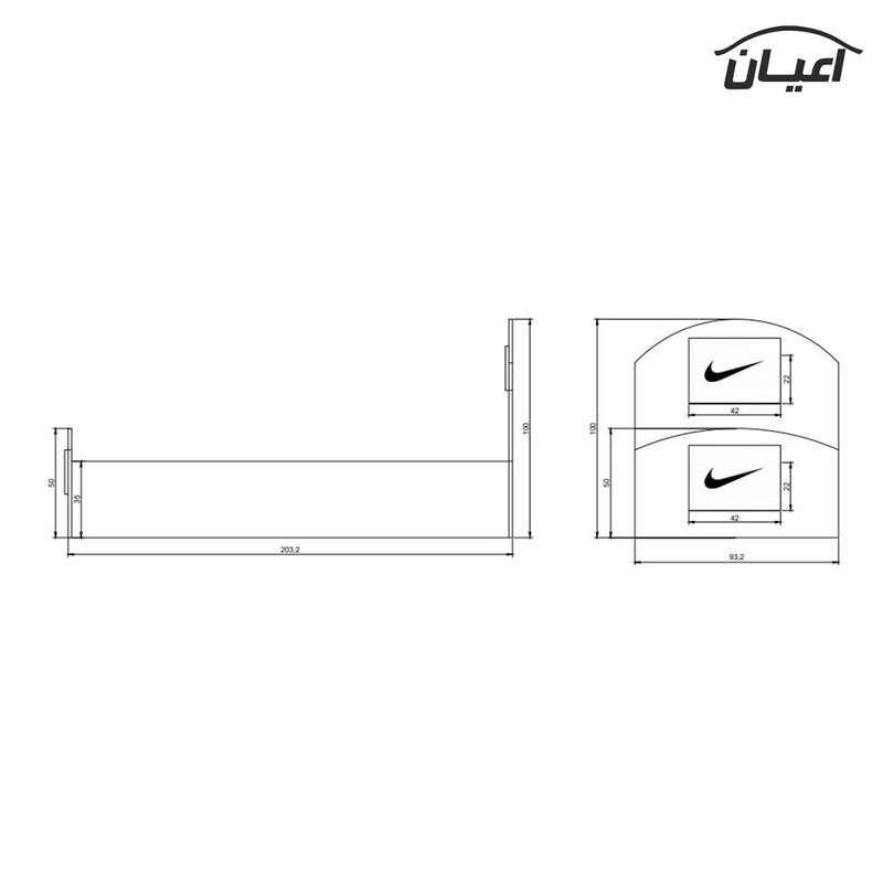 تخت خواب یکنفره کوچیل مدل KL380 سایز 90x200 سانتی متر