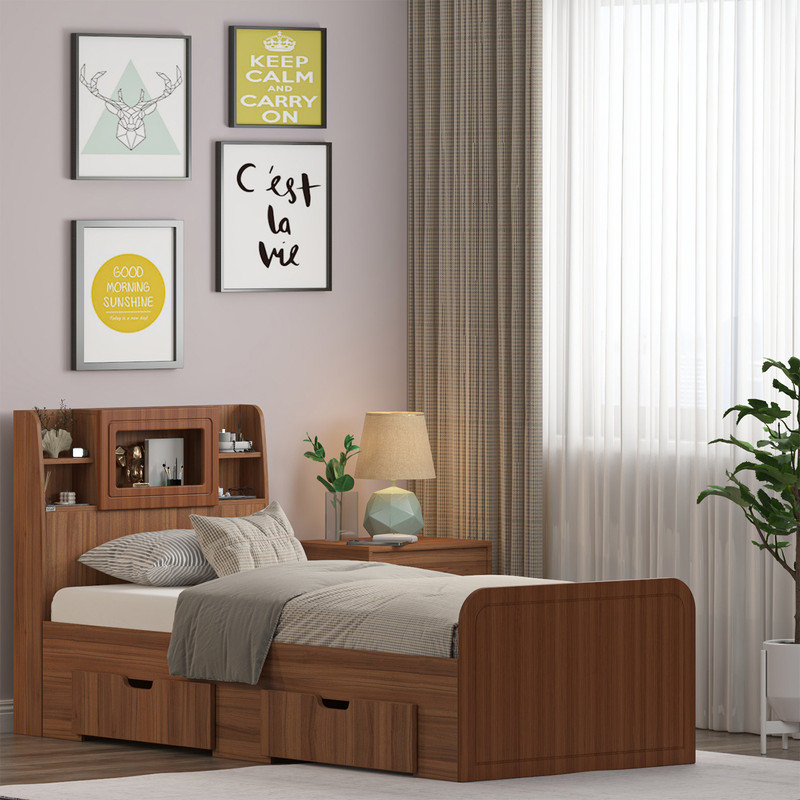 تخت خواب ملامینه یک نفره کوچیل مدل KL981 سایز 90x200 سانتی متر
