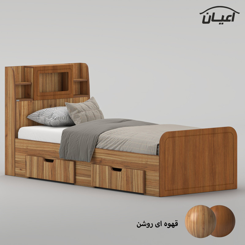 تخت خواب ملامینه یک نفره کوچیل مدل KL981 سایز 90x200 سانتی متر