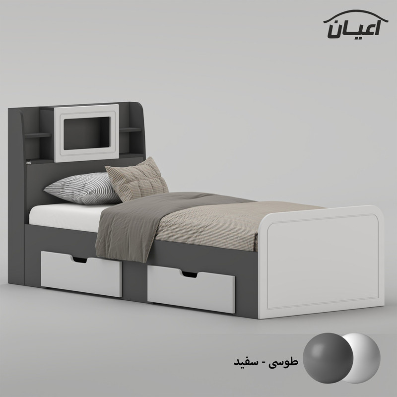 تخت خواب ملامینه یک نفره کوچیل مدل KL981 سایز 90x200 سانتی متر