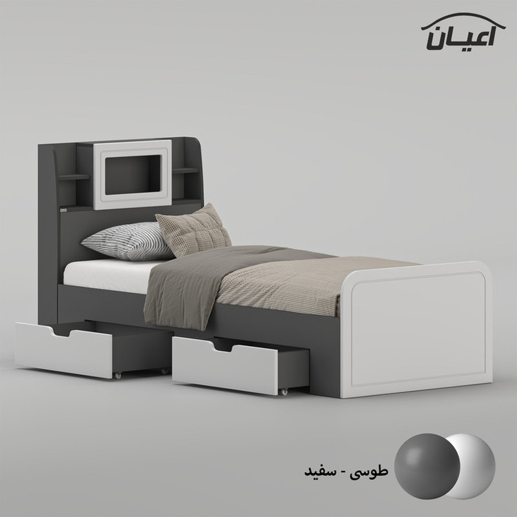 تخت خواب ملامینه یک نفره کوچیل مدل KL981 سایز 90x200 سانتی متر
