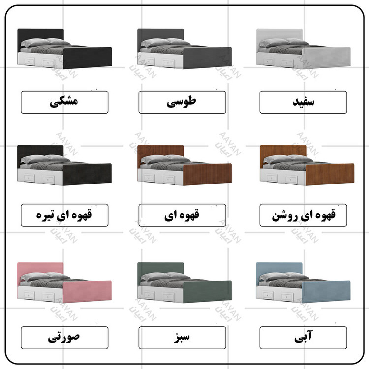 تخت خواب دو نفره کوچیل مدل KL812 سایز 160x200 سانتی متر