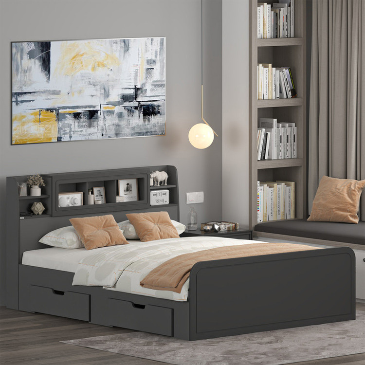 تخت خواب ملامینه دو نفره کوچیل مدل KL983 سایز 160x200 سانتی متر