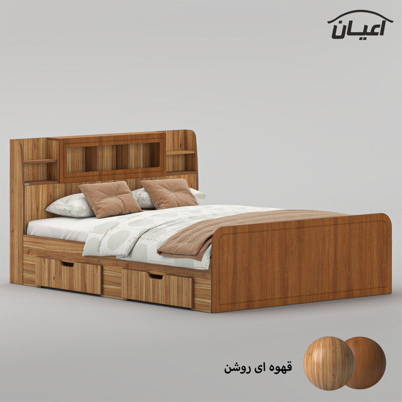 تخت خواب ملامینه دو نفره کوچیل مدل KL983 سایز 160x200 سانتی متر