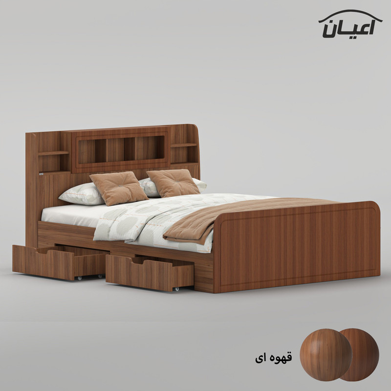 تخت خواب ملامینه دو نفره کوچیل مدل KL983 سایز 160x200 سانتی متر