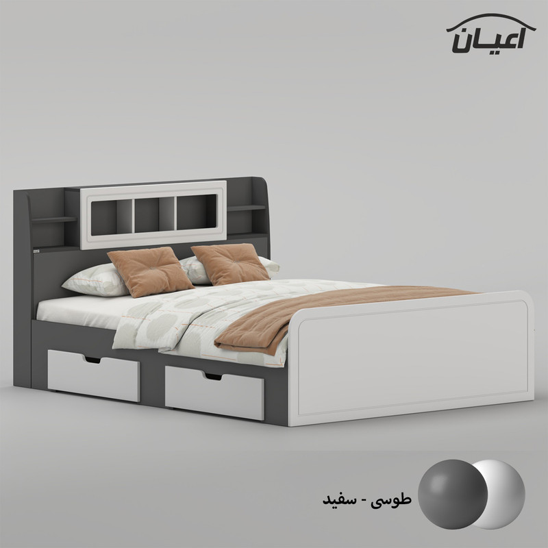 تخت خواب ملامینه دو نفره کوچیل مدل KL983 سایز 160x200 سانتی متر