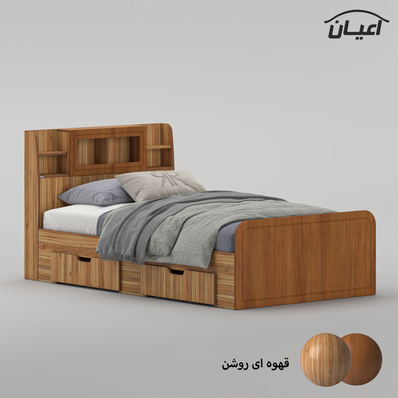 تخت خواب ملامینه یک نفره کوچیل مدل KL982 سایز 120x200 سانتی متر