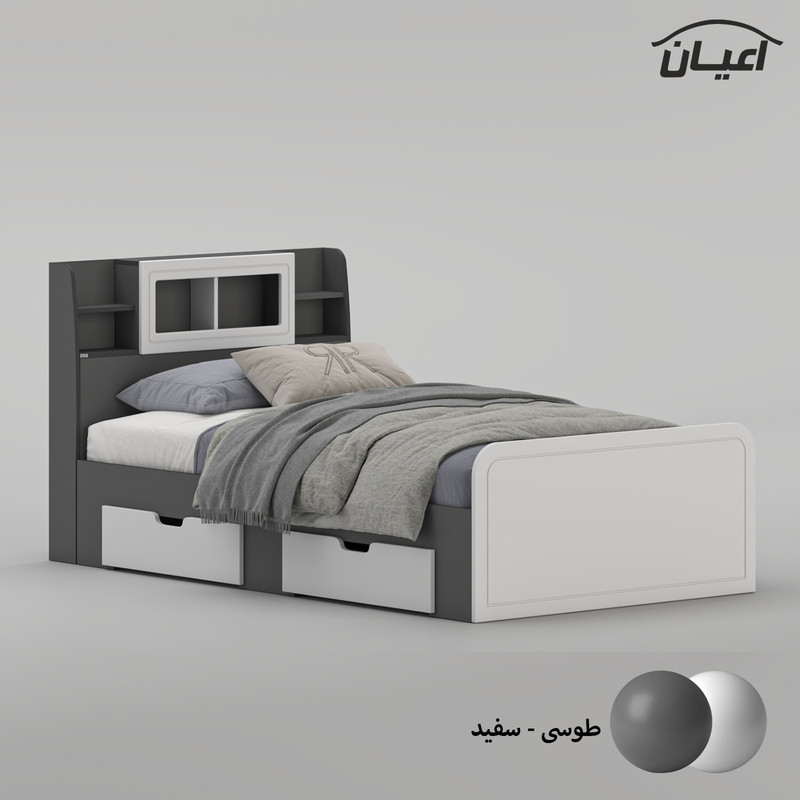 تخت خواب ملامینه یک نفره کوچیل مدل KL982 سایز 120x200 سانتی متر