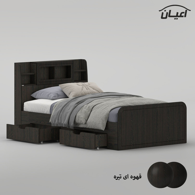 تخت خواب ملامینه یک نفره کوچیل مدل KL982 سایز 120x200 سانتی متر