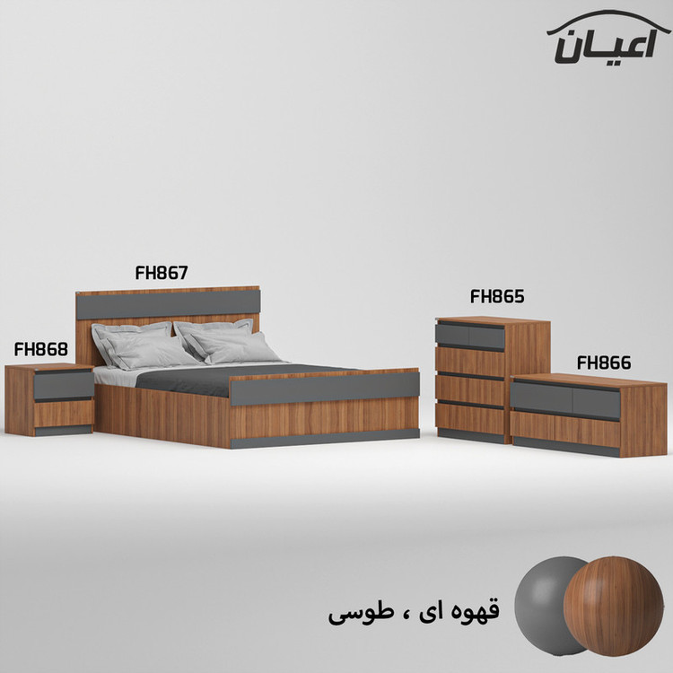 سرویس خواب دونفره کوچیل مدل KL869 سایز 160x200 سانتی متر مجموعه چهار عددی