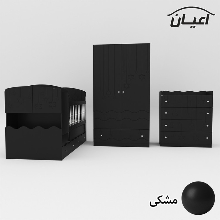 سرویس تخت و کمد کودک و نوزاد کوچیل مدل KL594 مجموعه سه عددی