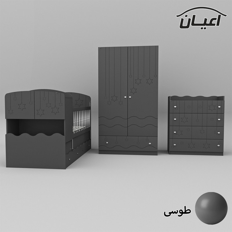 سرویس تخت و کمد کودک و نوزاد کوچیل مدل KL594 مجموعه سه عددی