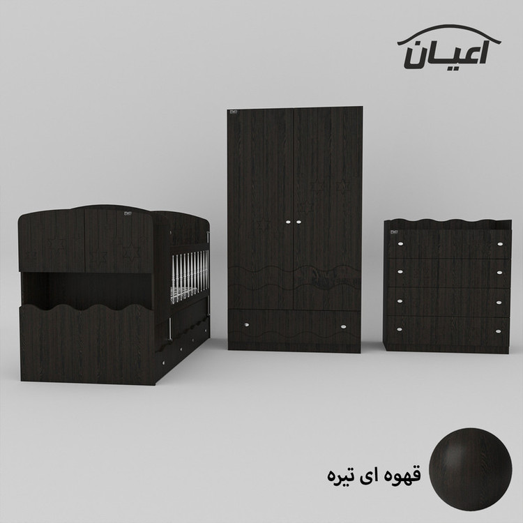 سرویس تخت و کمد کودک و نوزاد کوچیل مدل KL594 مجموعه سه عددی