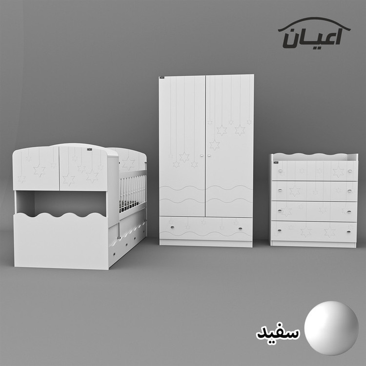 سرویس تخت و کمد کودک و نوزاد کوچیل مدل KL594 مجموعه سه عددی