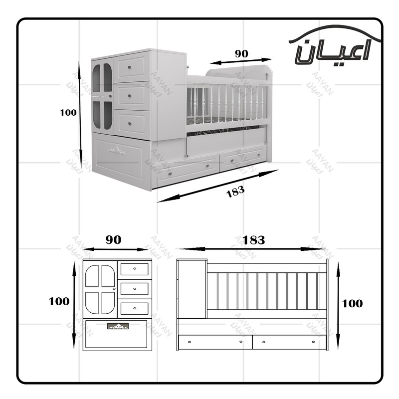 تختخواب کودک کوچیل مدل KL454