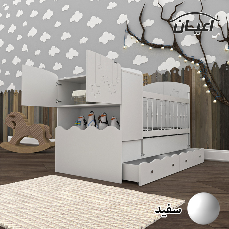 تخت کودک و نوجوان کوچیل طرح ستاره مدل KL591 سایز 80x180 سانتی متر