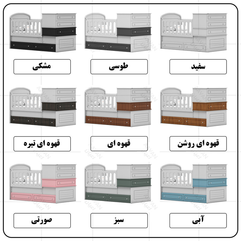تختخواب کودک کوچیل مدل KL906 سایز 180 × 80