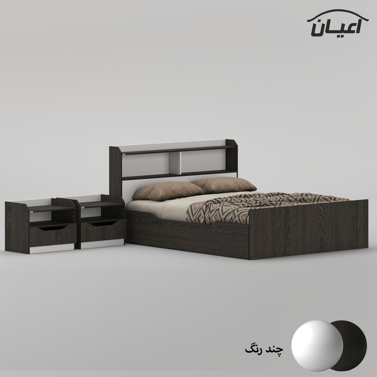 سرویس تخت خواب دو نفره ملامینه کوچیل مدل KL996 سایز 160x200 سانتی متر به همراه دو عدد پاتختی