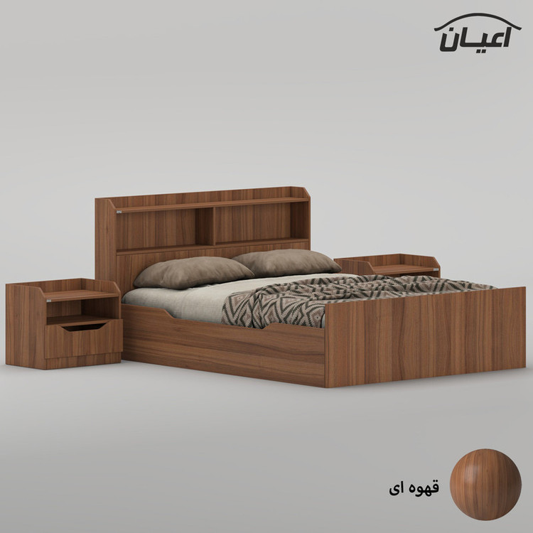 سرویس تخت خواب دو نفره ملامینه کوچیل مدل KL996 سایز 160x200 سانتی متر به همراه دو عدد پاتختی