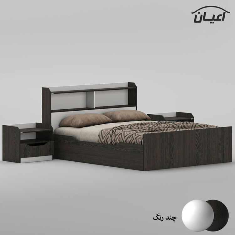 سرویس تخت خواب دو نفره ملامینه کوچیل مدل KL996 سایز 160x200 سانتی متر به همراه دو عدد پاتختی