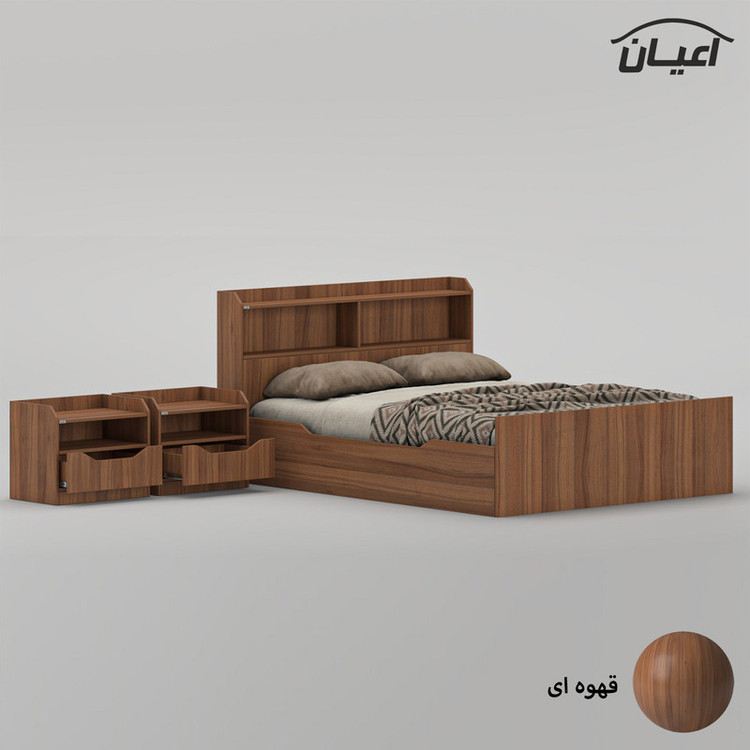 سرویس تخت خواب دو نفره ملامینه کوچیل مدل KL996 سایز 160x200 سانتی متر به همراه دو عدد پاتختی