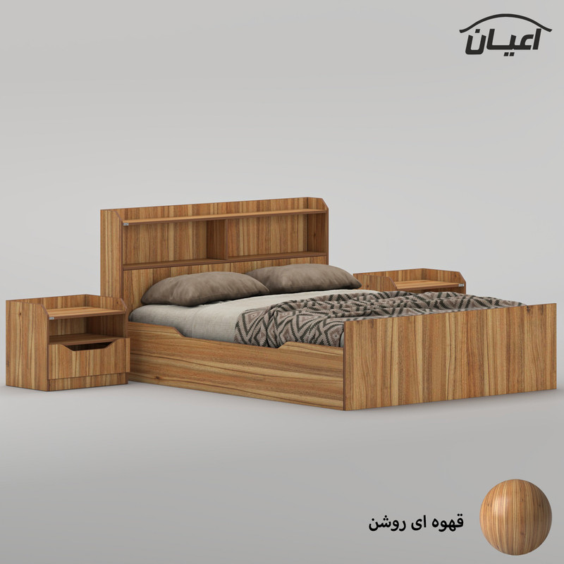 سرویس تخت خواب دو نفره ملامینه کوچیل مدل KL996 سایز 160x200 سانتی متر به همراه دو عدد پاتختی
