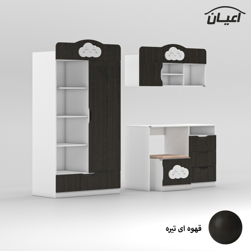 کمد کودک کوچیل مدل KL765 به همراه میز تحریر و صندلی و کتابخانه