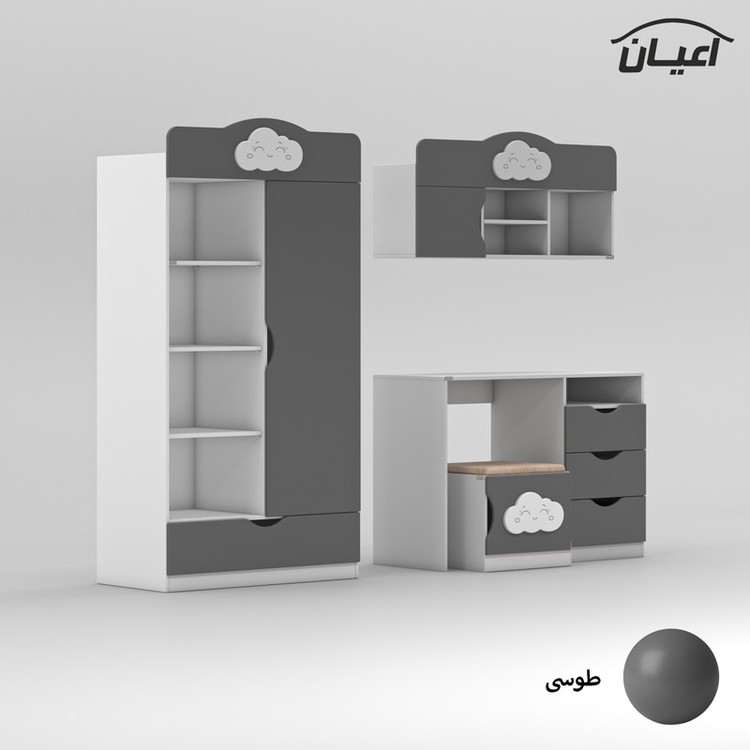 کمد کودک کوچیل مدل KL765 به همراه میز تحریر و صندلی و کتابخانه