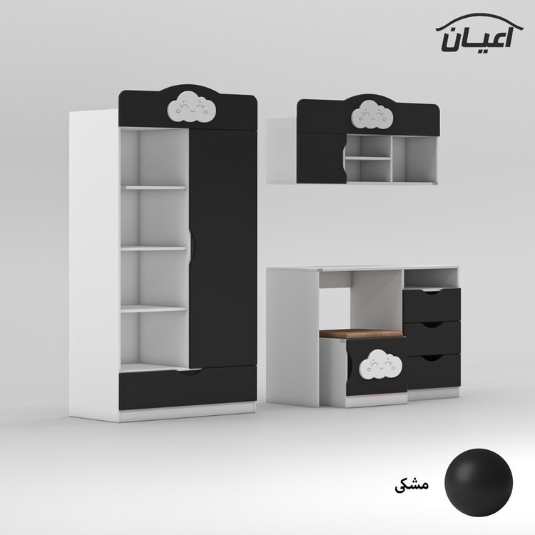 کمد کودک کوچیل مدل KL765 به همراه میز تحریر و صندلی و کتابخانه