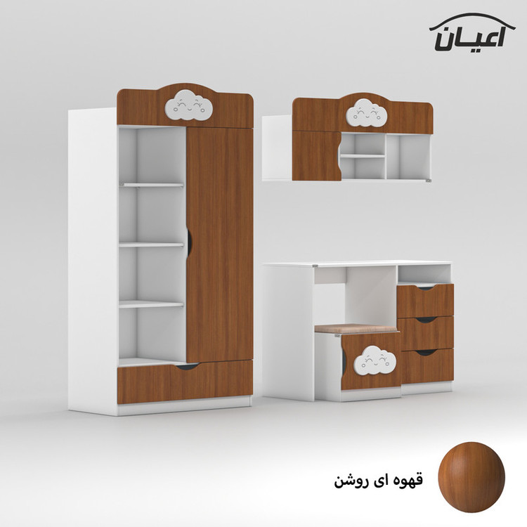 کمد کودک کوچیل مدل KL765 به همراه میز تحریر و صندلی و کتابخانه