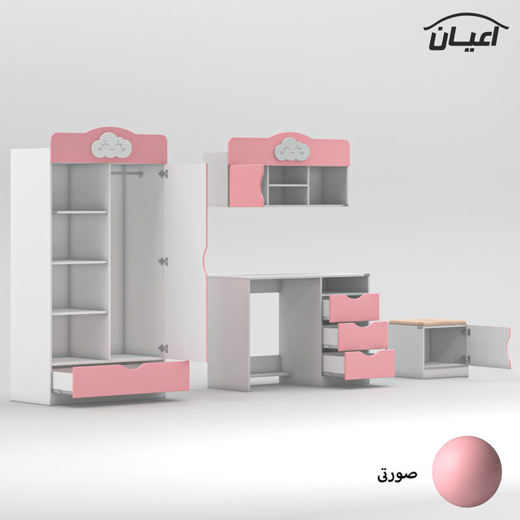 کمد کودک کوچیل مدل KL765 به همراه میز تحریر و صندلی و کتابخانه
