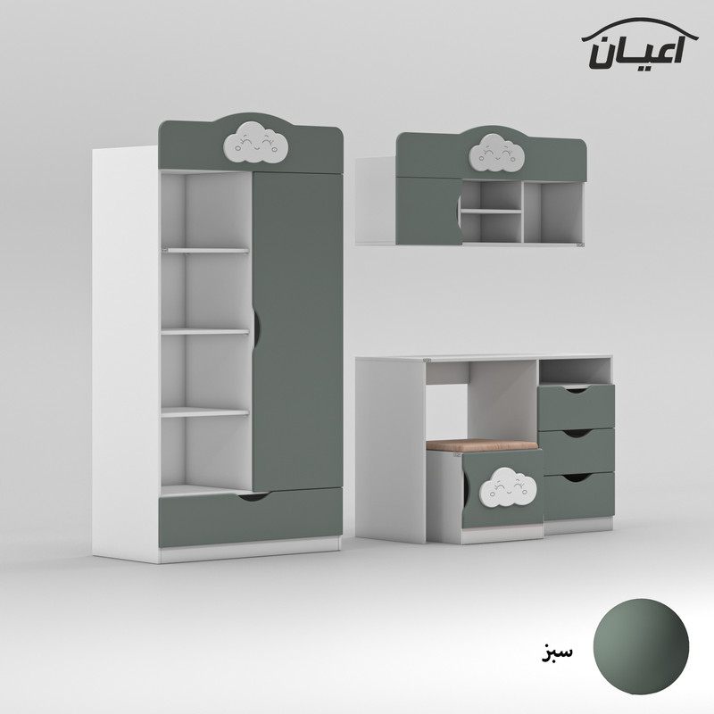 کمد کودک کوچیل مدل KL765 به همراه میز تحریر و صندلی و کتابخانه