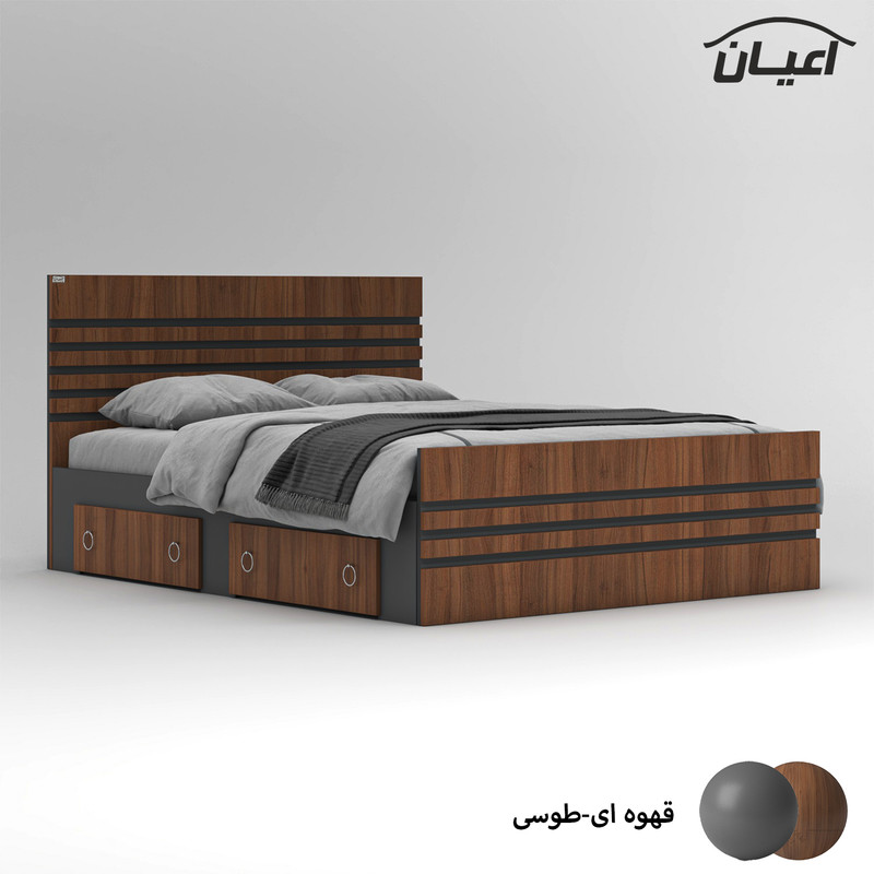 تخت خواب ملامینه دو نفره کوچیل مدل KL860 سایز 160x200 سانتی متر