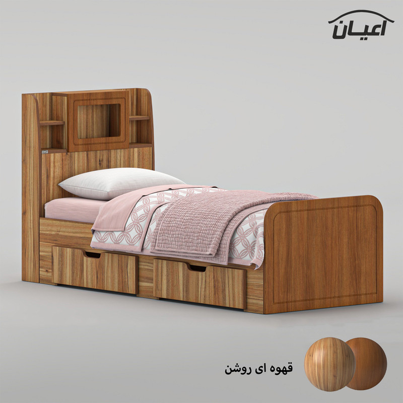 تخت خواب ملامینه یک نفره کوچیل مدل KL980 سایز 80x180 سانتی متر