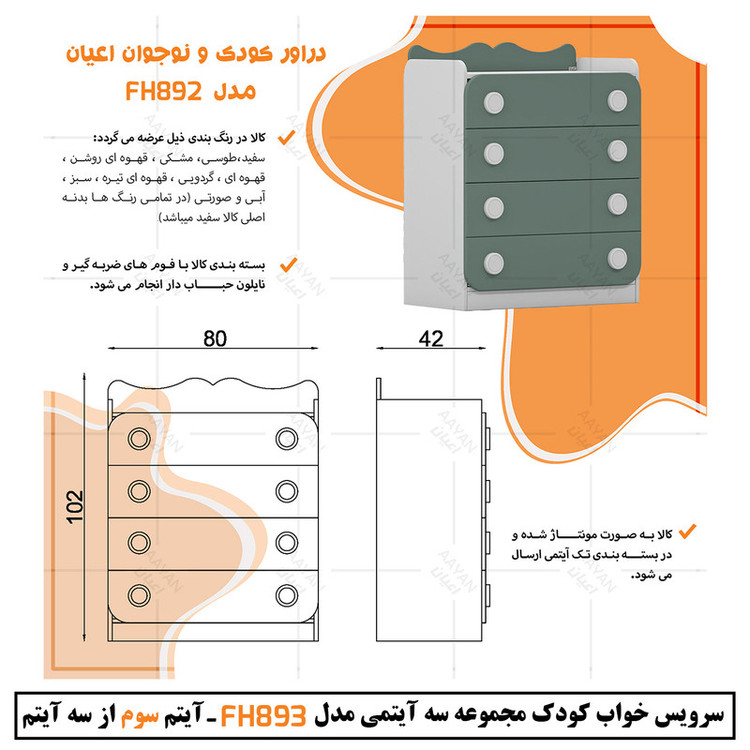 سرویس خواب کودک و نوزاد کوچیل مدل KL893 مجموعه سه عددی